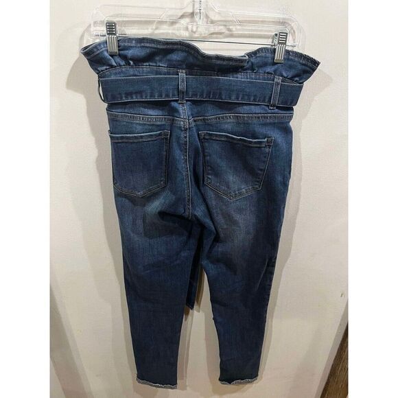 Cest Toi Jeans Womens 5 Paperbag Skinny Ankle Blue High Rise Belt Stretch Y2K - Picture 2 of 8